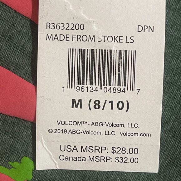 Volcom Girls Medium 8/10 Green Long Sleeve Shirt Palm Tree Logo NWT Casual - Picture 7 of 9